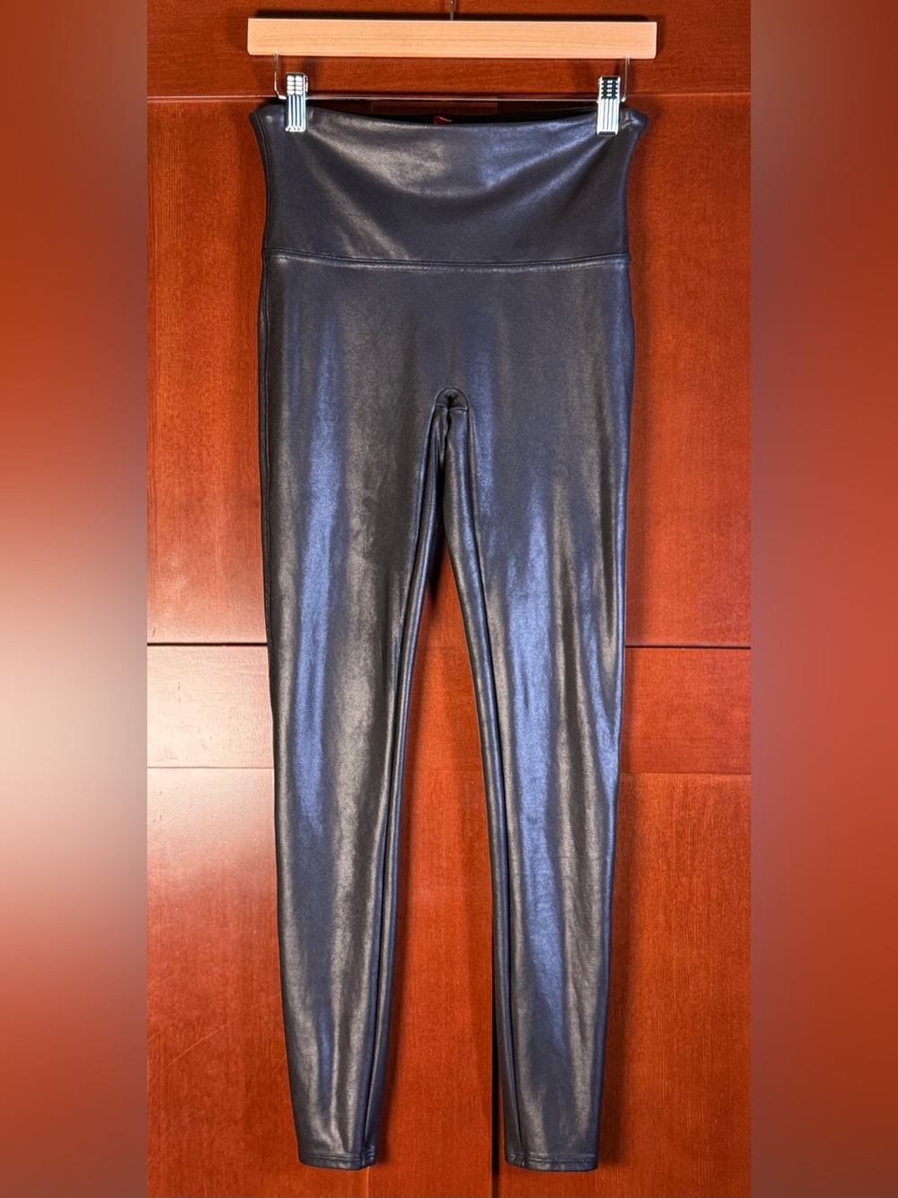 Spanx Faux Leather Leggings Black High Rise Size Large